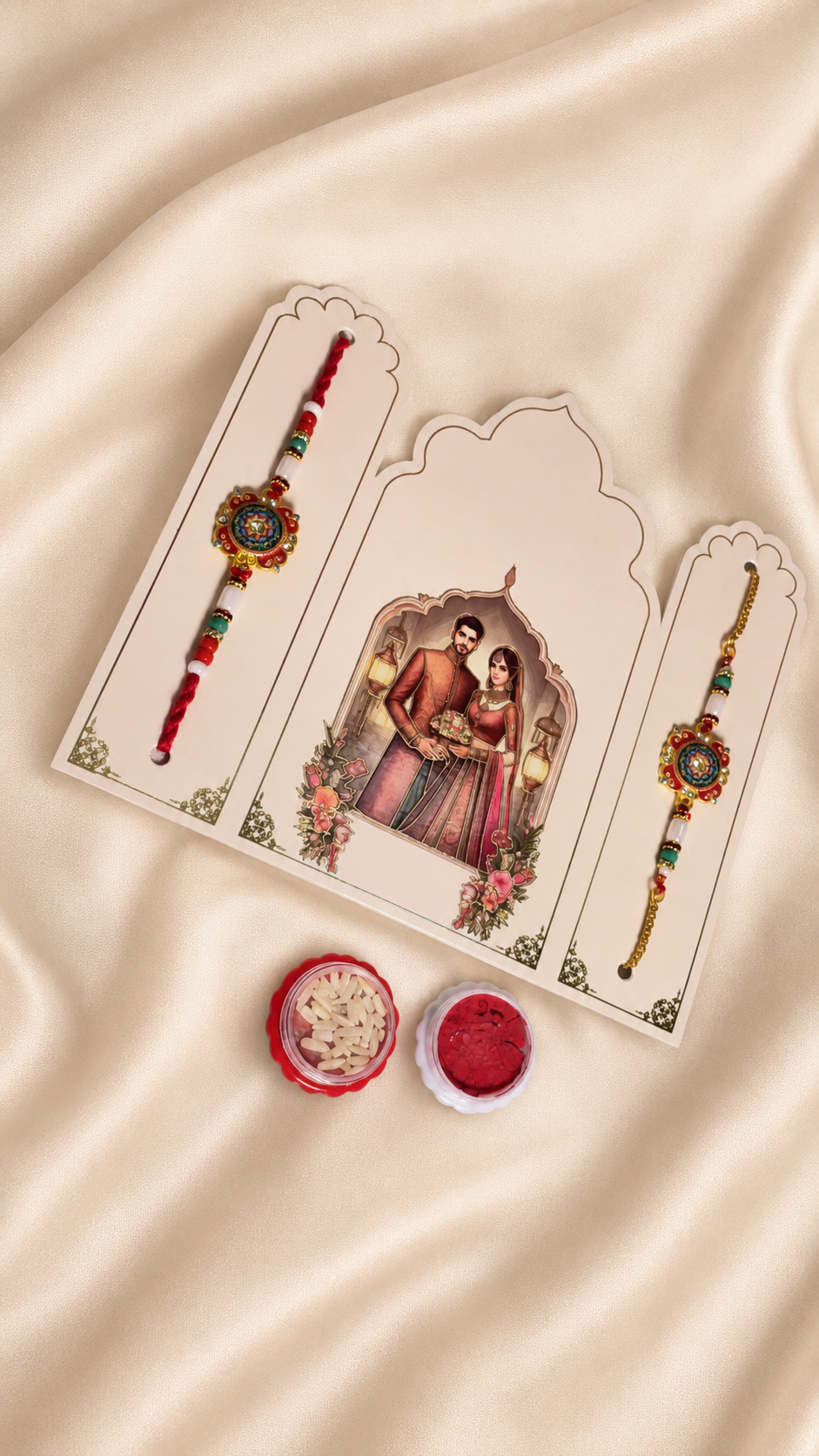 Premium Bhaiya Bhabhi Rakhi Set with Designer Rakhi & Lumba Rakhi K49