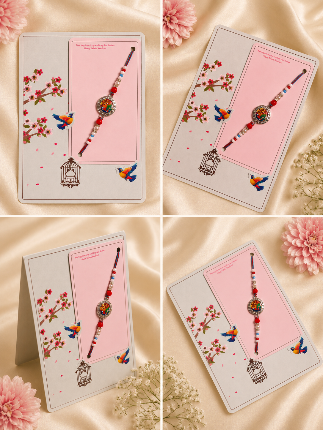 Premium Peacock Designer Rakhi with Crystal Beads K52
