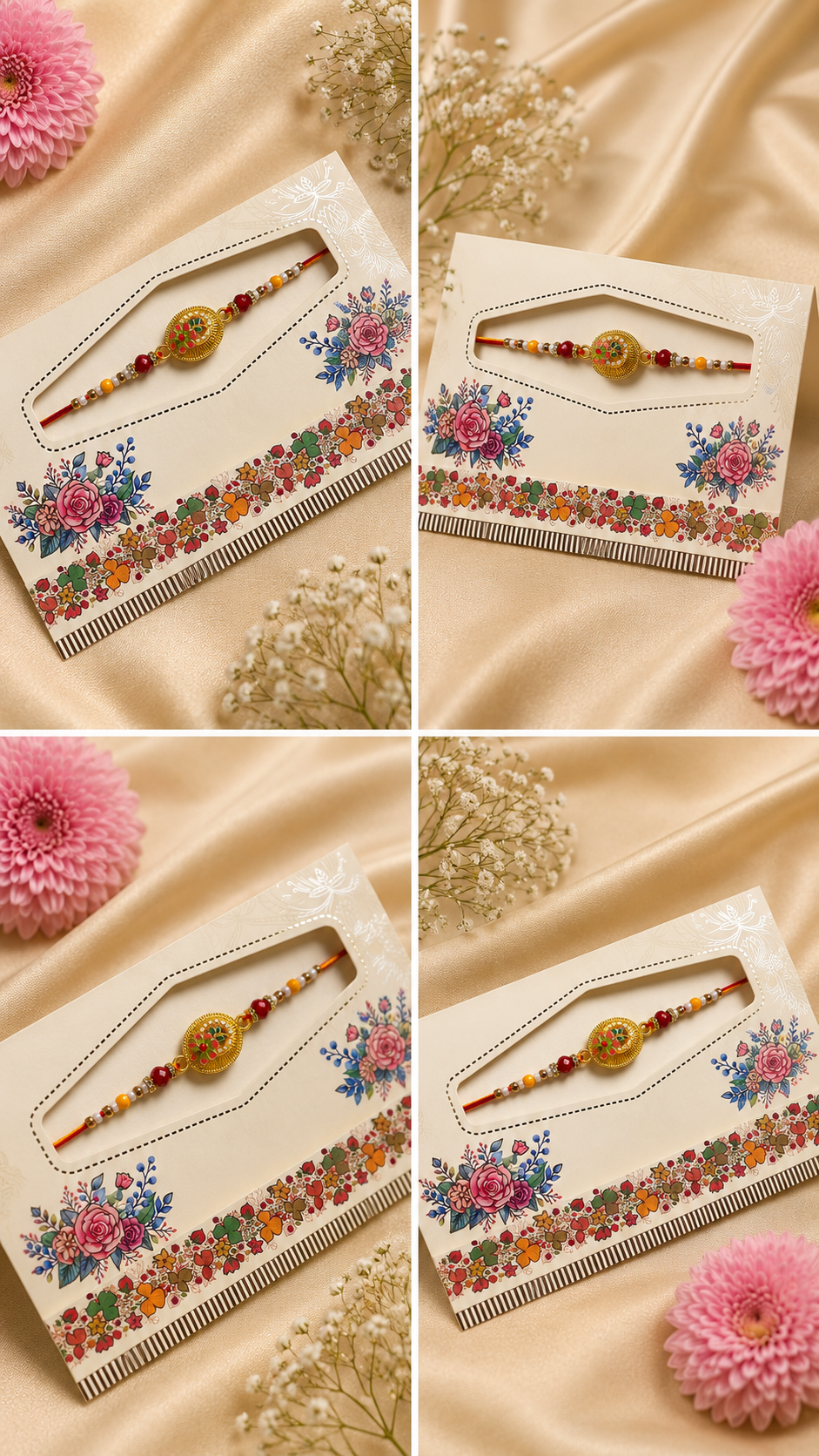 Premium Floral Designer Rakhi with Multicolor Beads K55
