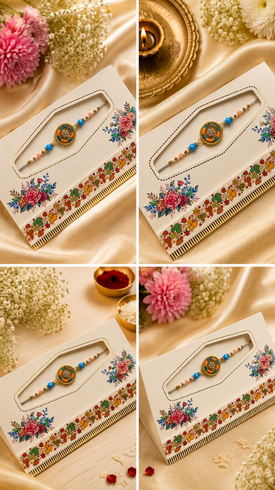 Blue Bead Floral Designer Rakhi K59