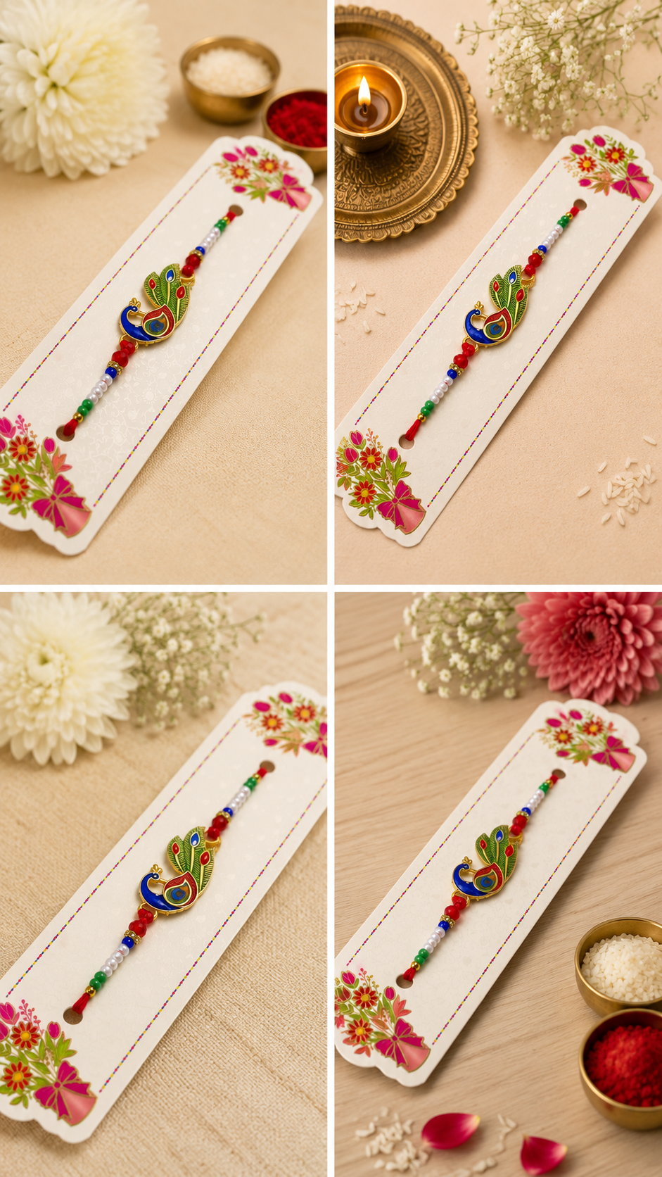Elegant Peacock Feather Designer Rakhi K61