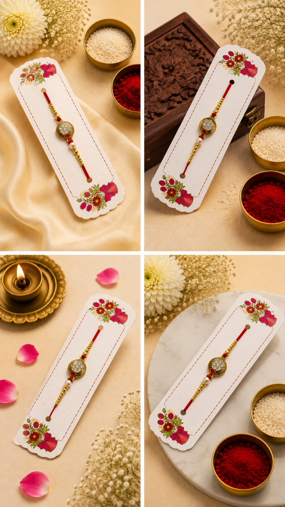 Elegant Crystal & Pearl Designer Rakhi for Brother K66