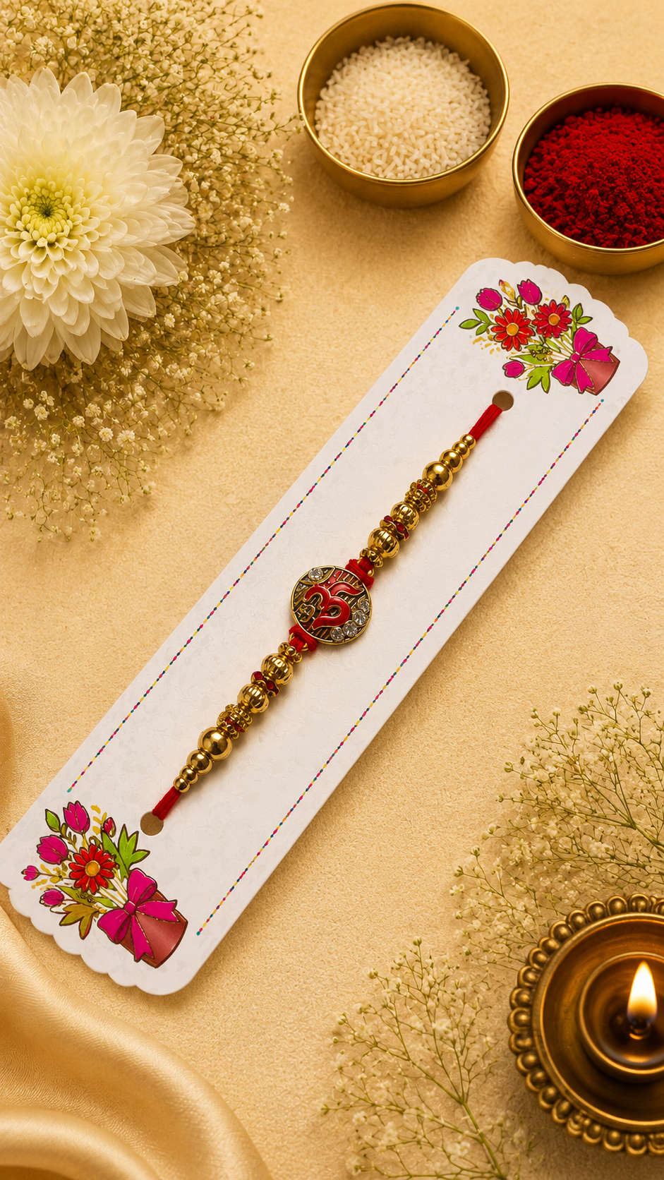 Om Divine Designer Rakhi with Crystal Charm K67