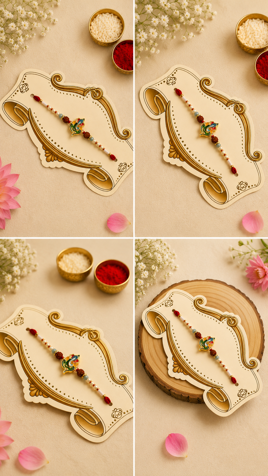 Handcrafted Bal Ganesha Rudraksha Rakhi K77