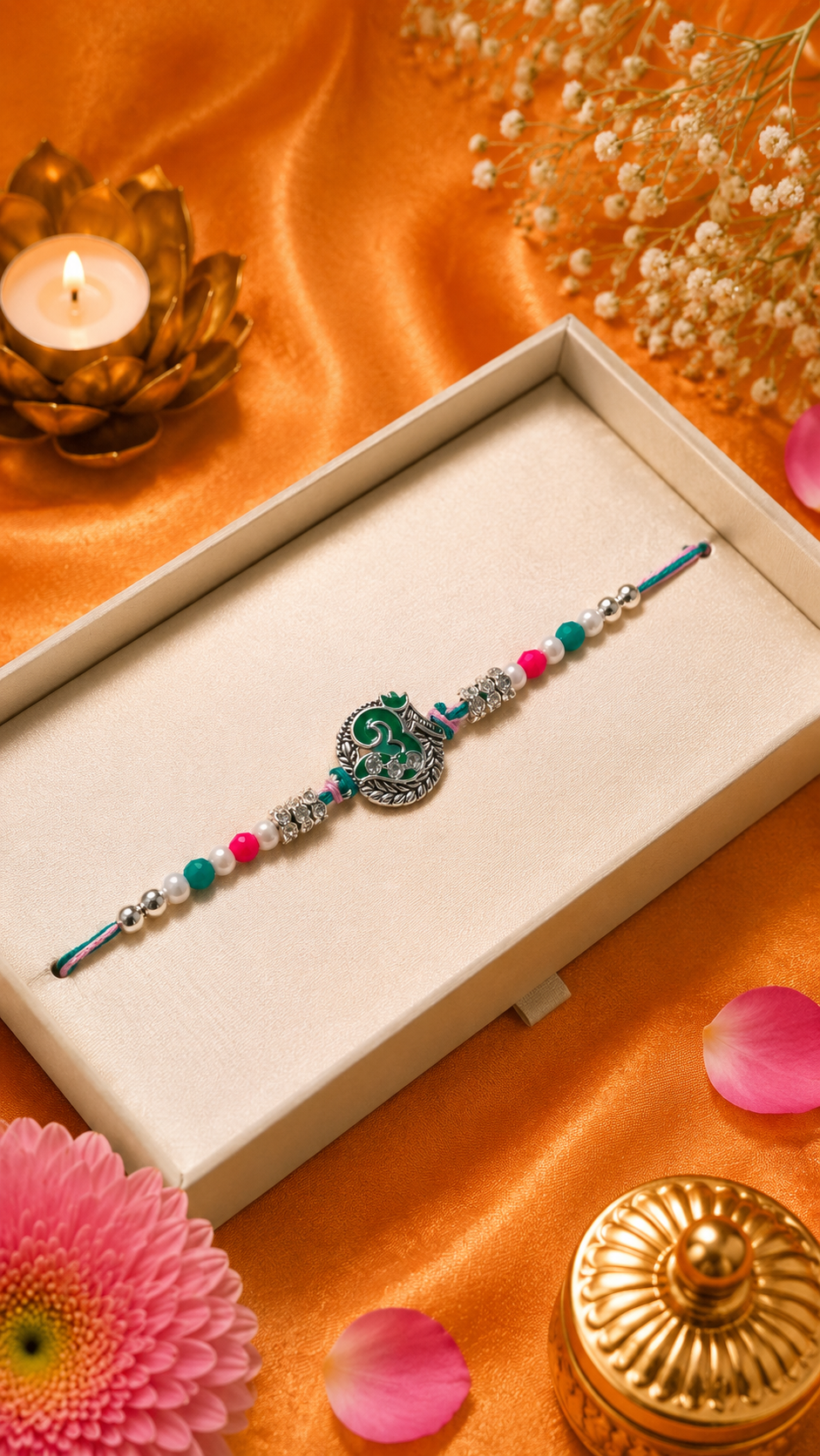 Emerald Om Designer Rakhi K14
