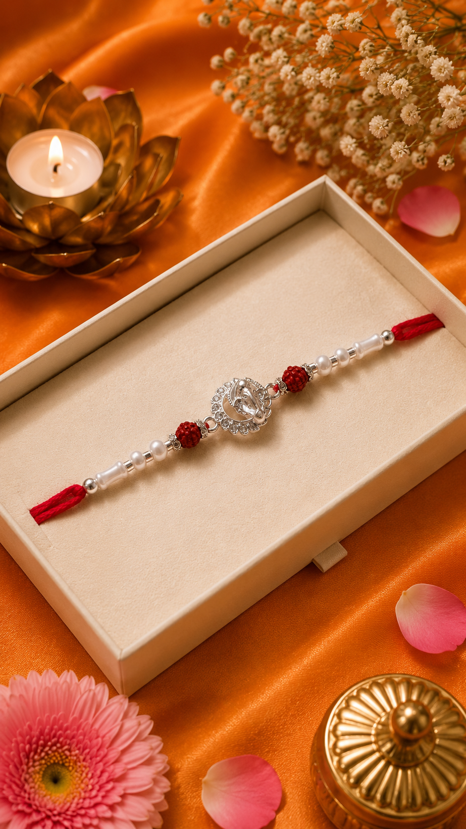 Silver Ganesh Blessing Rakhi K15