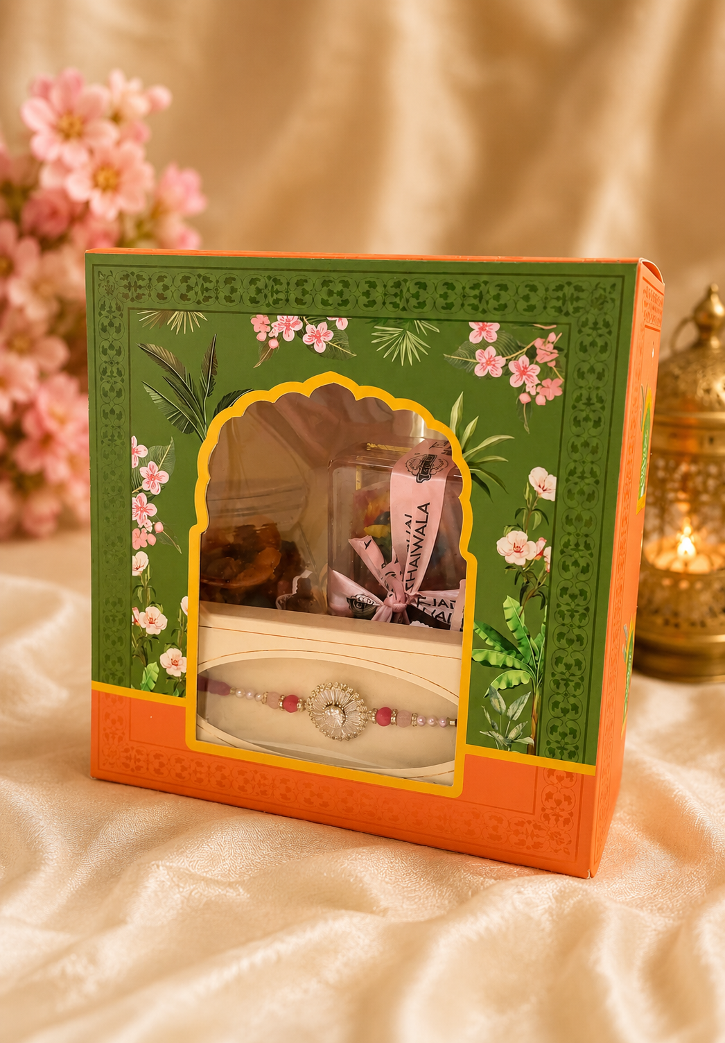Royal Festive Rakhi Hamper with Sweets & Dry Fruits and 1 premium Rakhi Worth Rs. 500