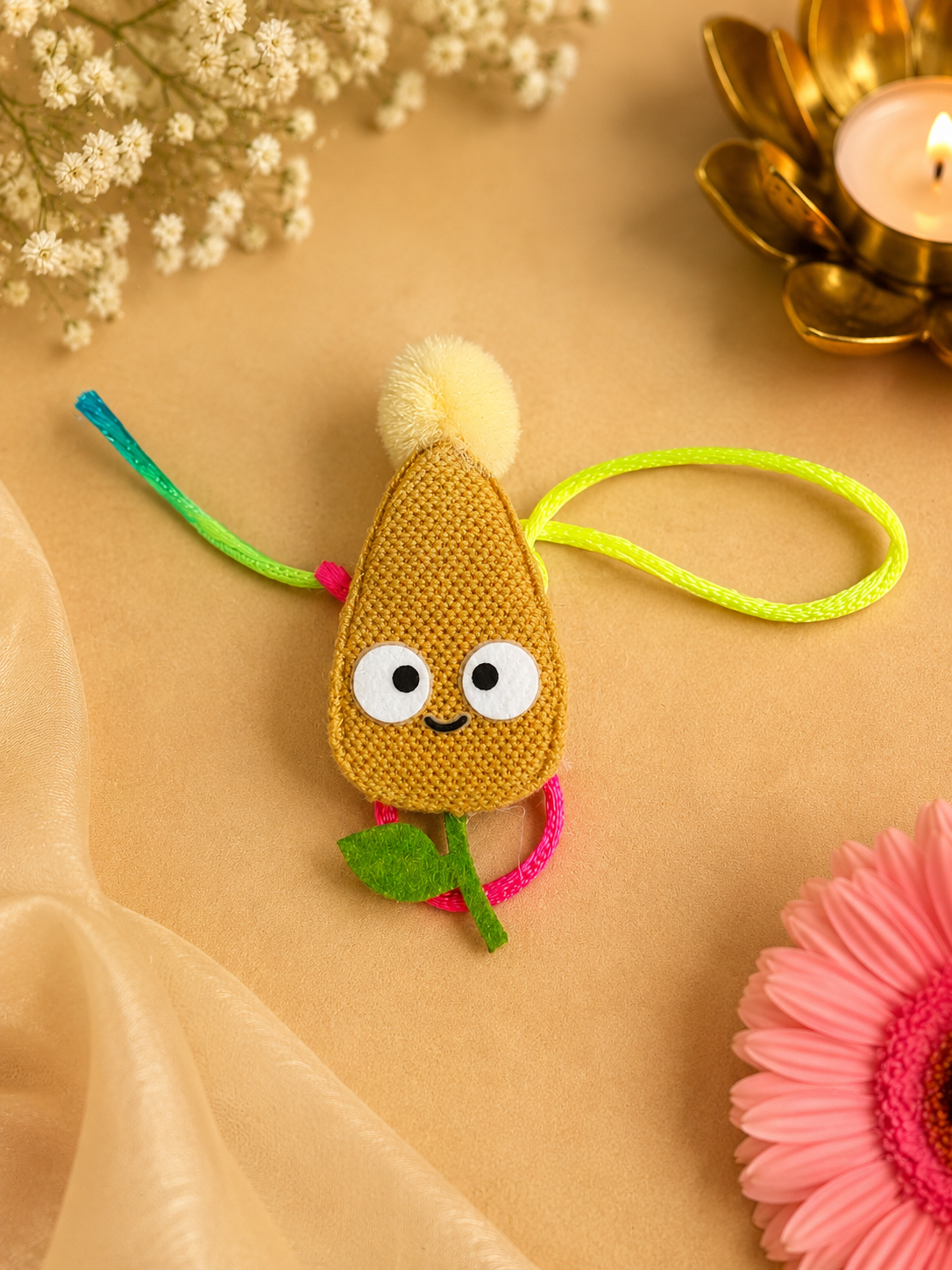 Cute Kids Rakhi – Smiley Plush Designer Rakhi for Kids K22