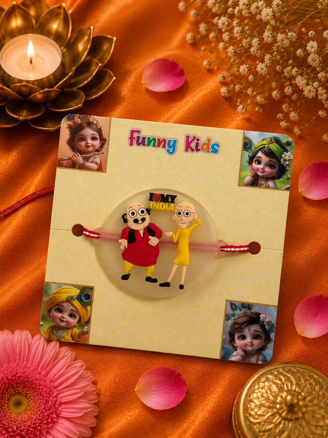 Funny Kids Cartoon Rakhi for Brother | Motu Patlu Designer Kids Rakhi | Premium Raksha Bandhan Rakhi K26
