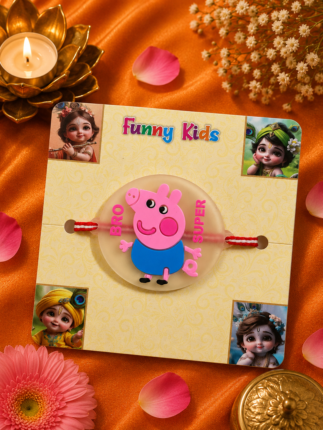 Funny Kids Cartoon Character Rakhi for Brother | Super Bro Premium Kids Rakhi K28