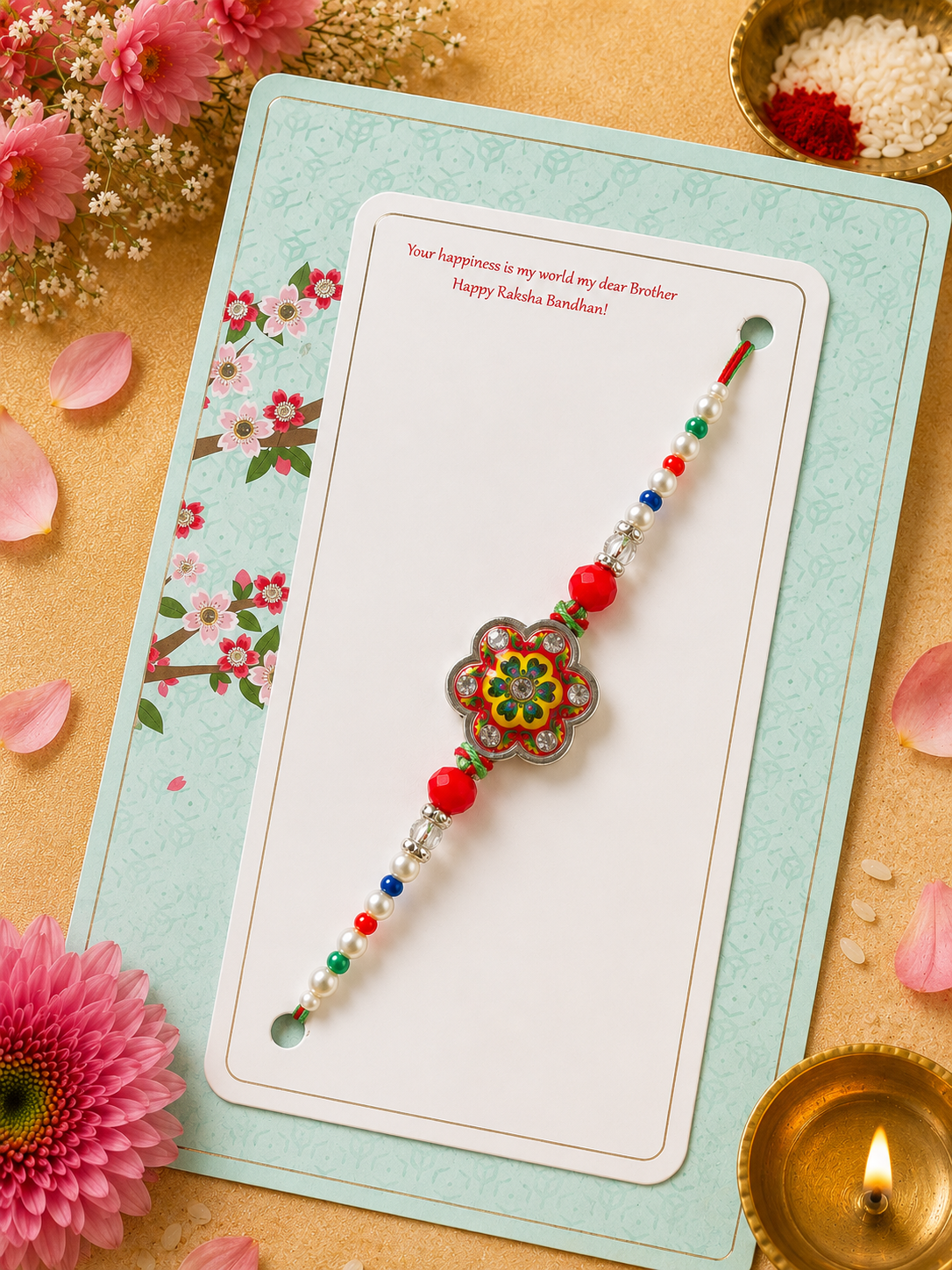 Premium Floral Designer Rakhi for Brother K30