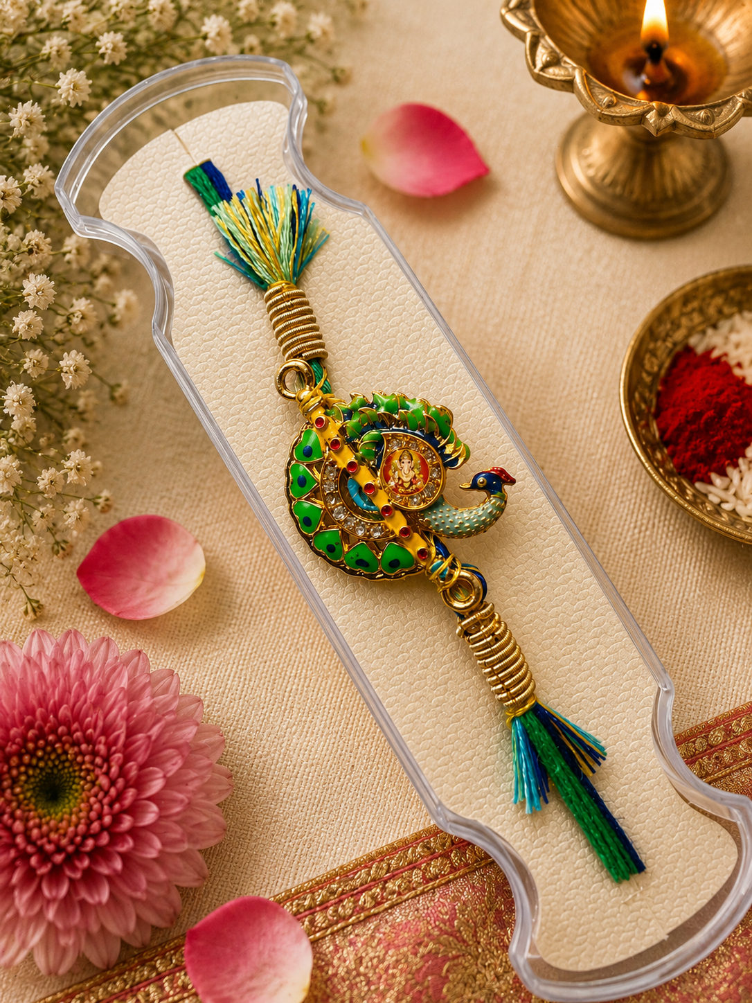 Divine Peacock Rakhi – Premium Designer Rakhi K32
