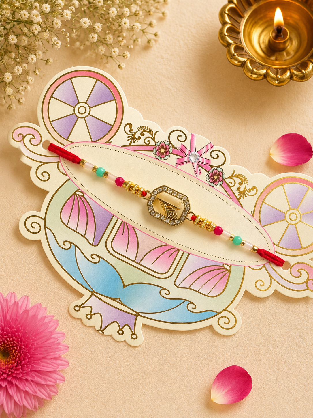 Royal Feather Crystal Rakhi K40