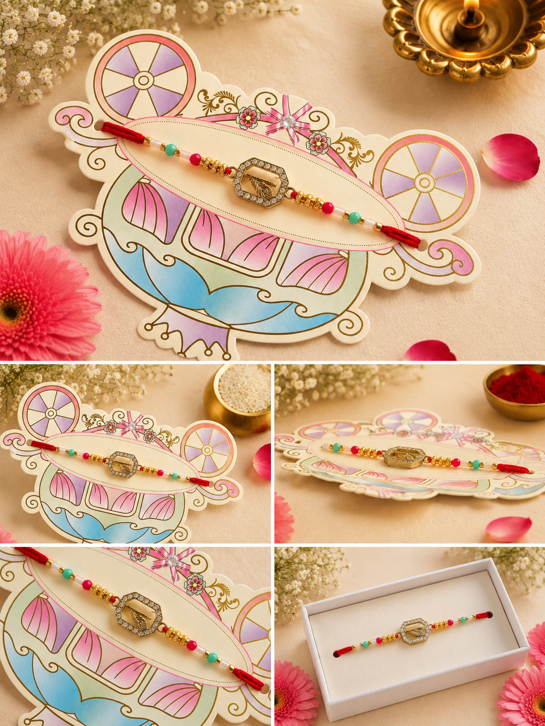 Royal Feather Crystal Rakhi K40