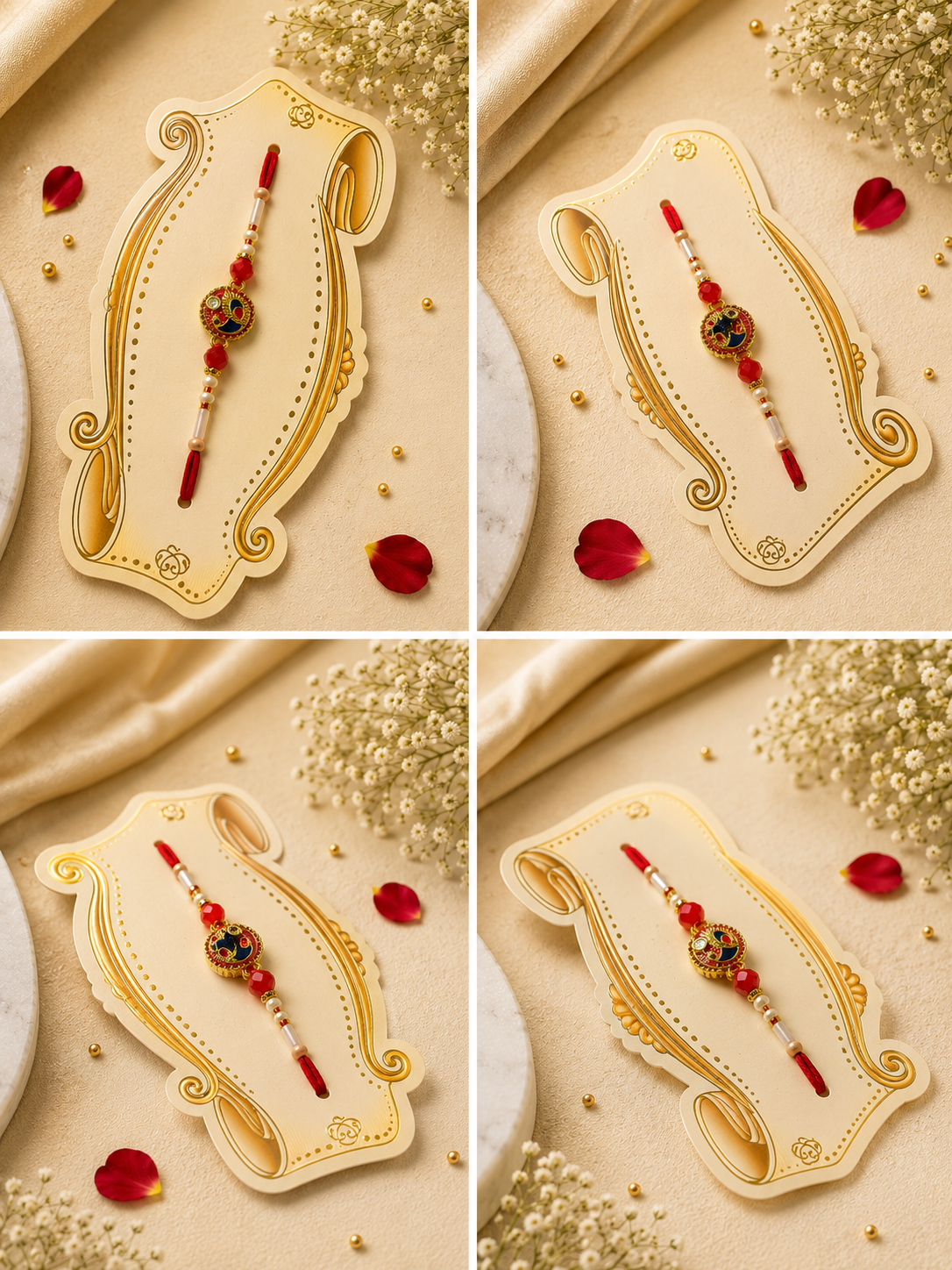 Handcrafted Peacock Designer Rakhi with Premium Beads K5