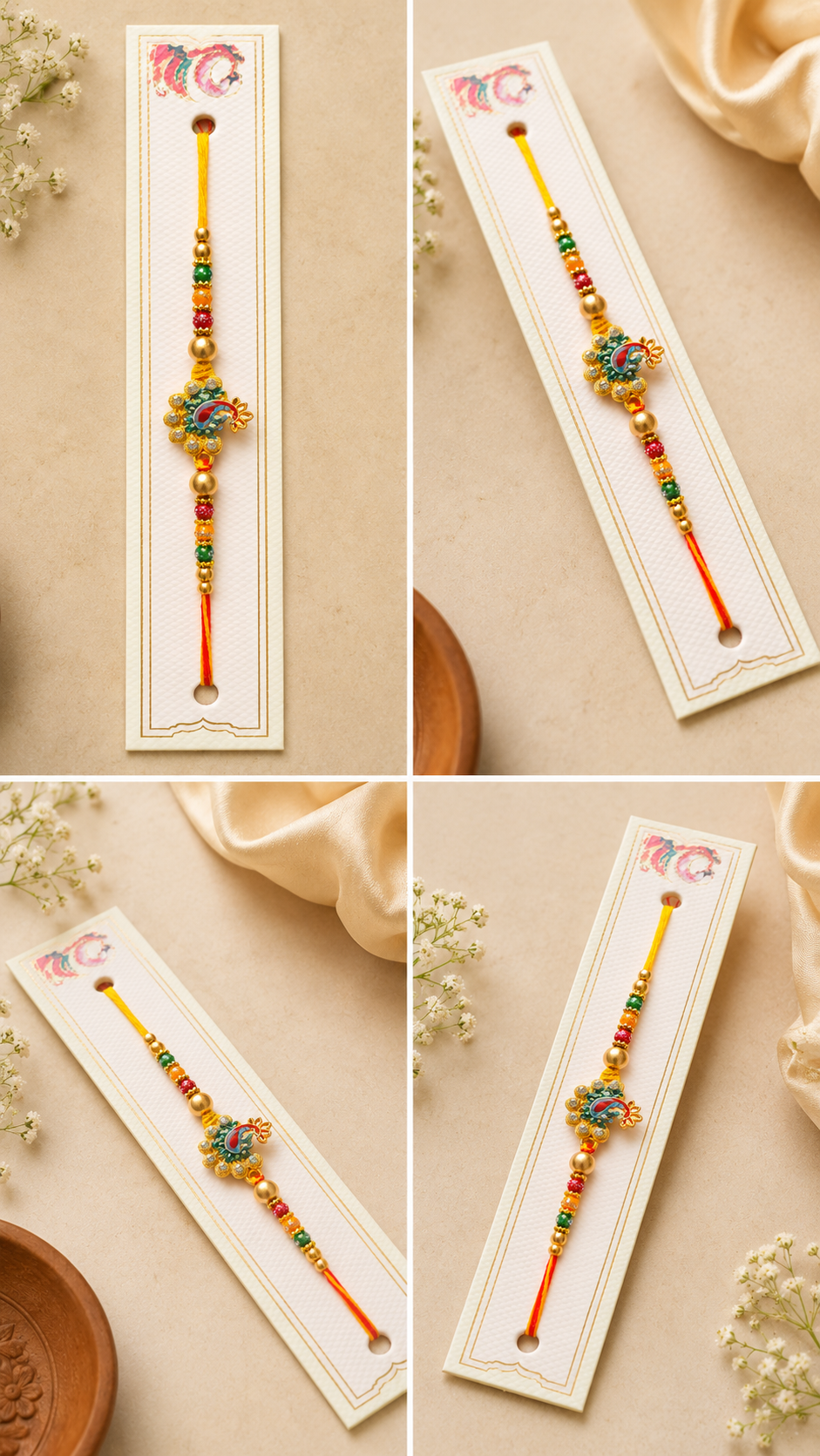 Premium Peacock Designer Rakhi with Colorful Beads K71