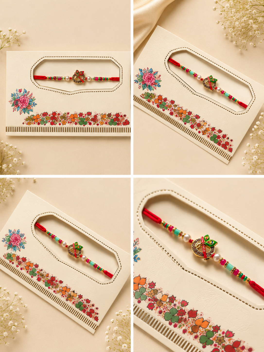 Premium Flute Designer Rakhi with Colorful Beads K73