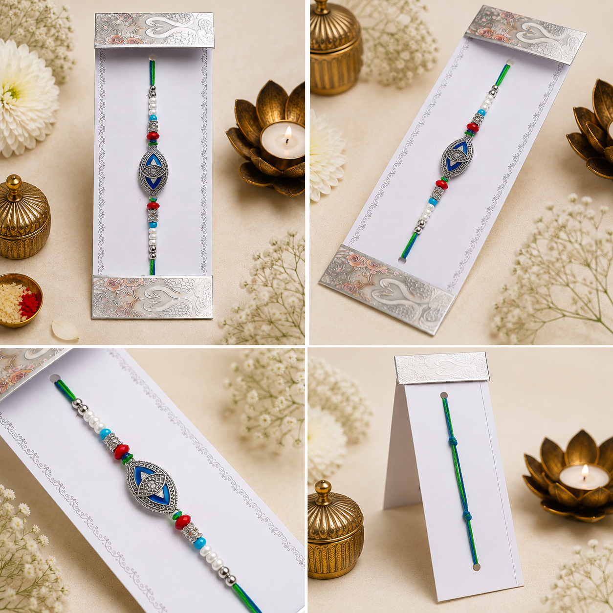 Premium Silver Evil Eye Designer Rakhi K9