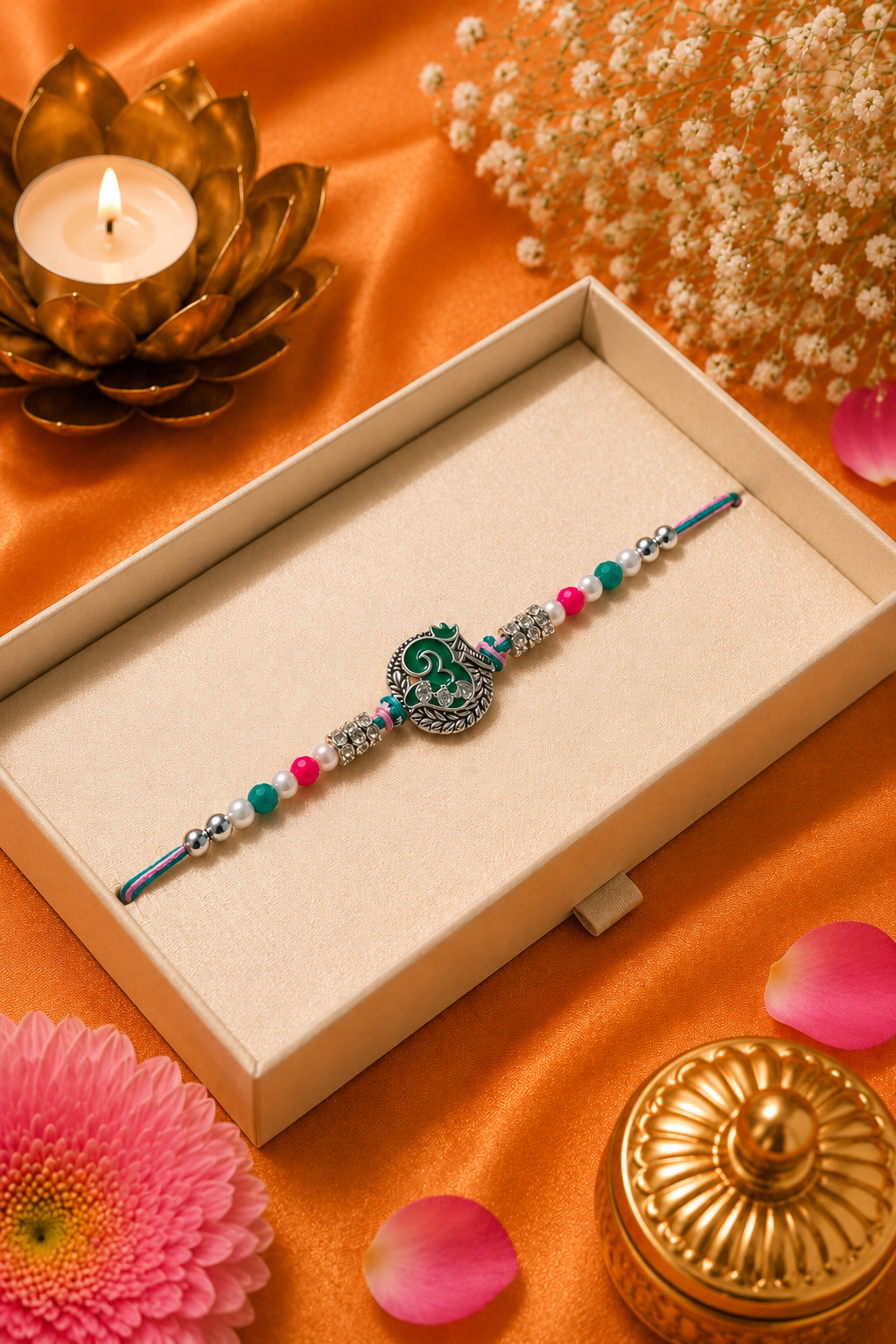 Emerald Om Designer Rakhi K14