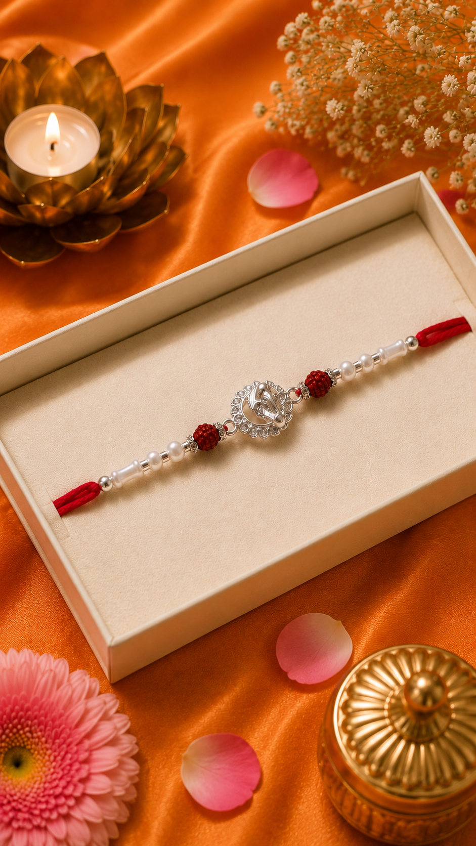 Silver Ganesh Blessing Rakhi K15