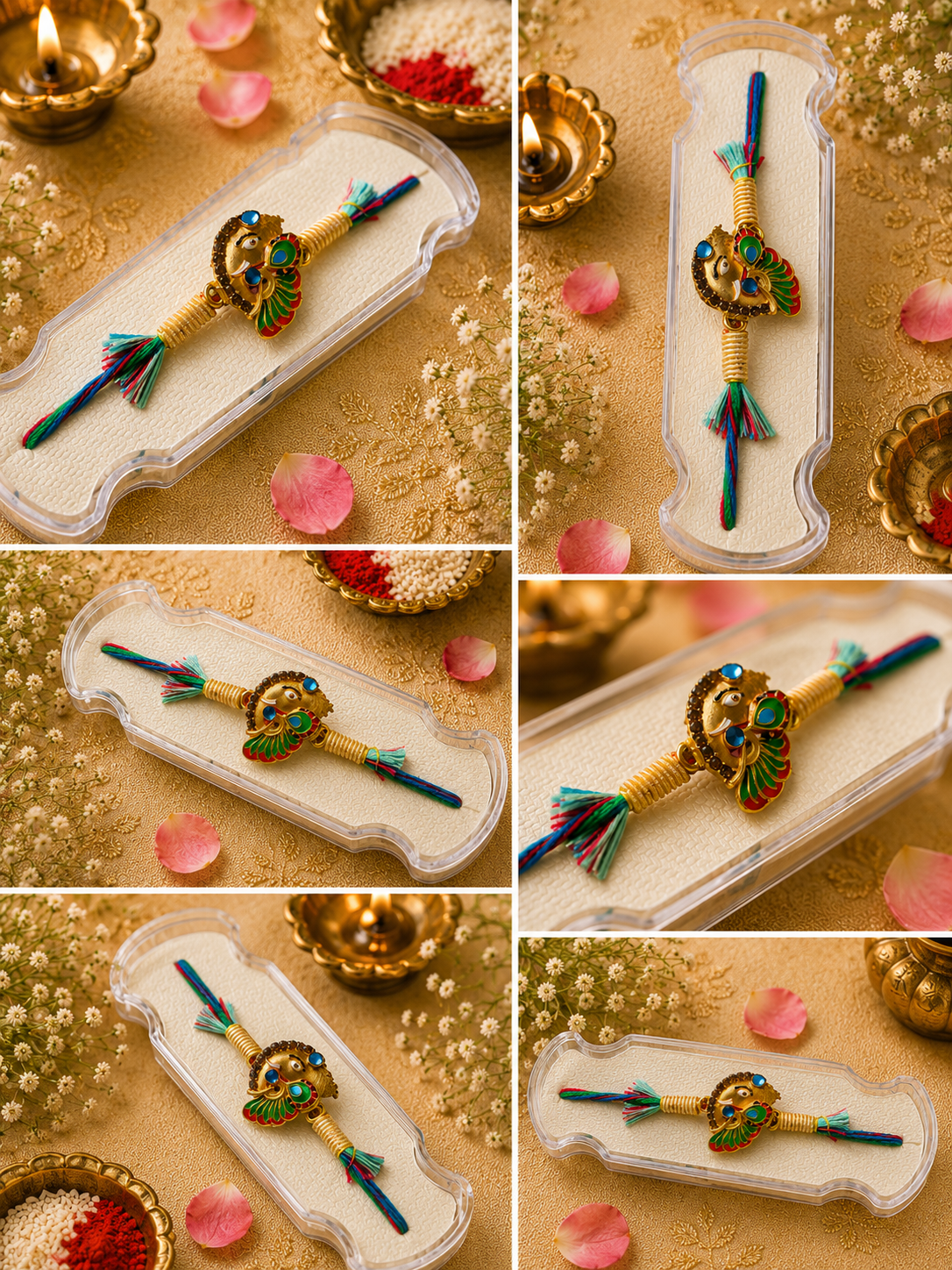 Royal Peacock & Lord Ganesha Designer Rakhi K34