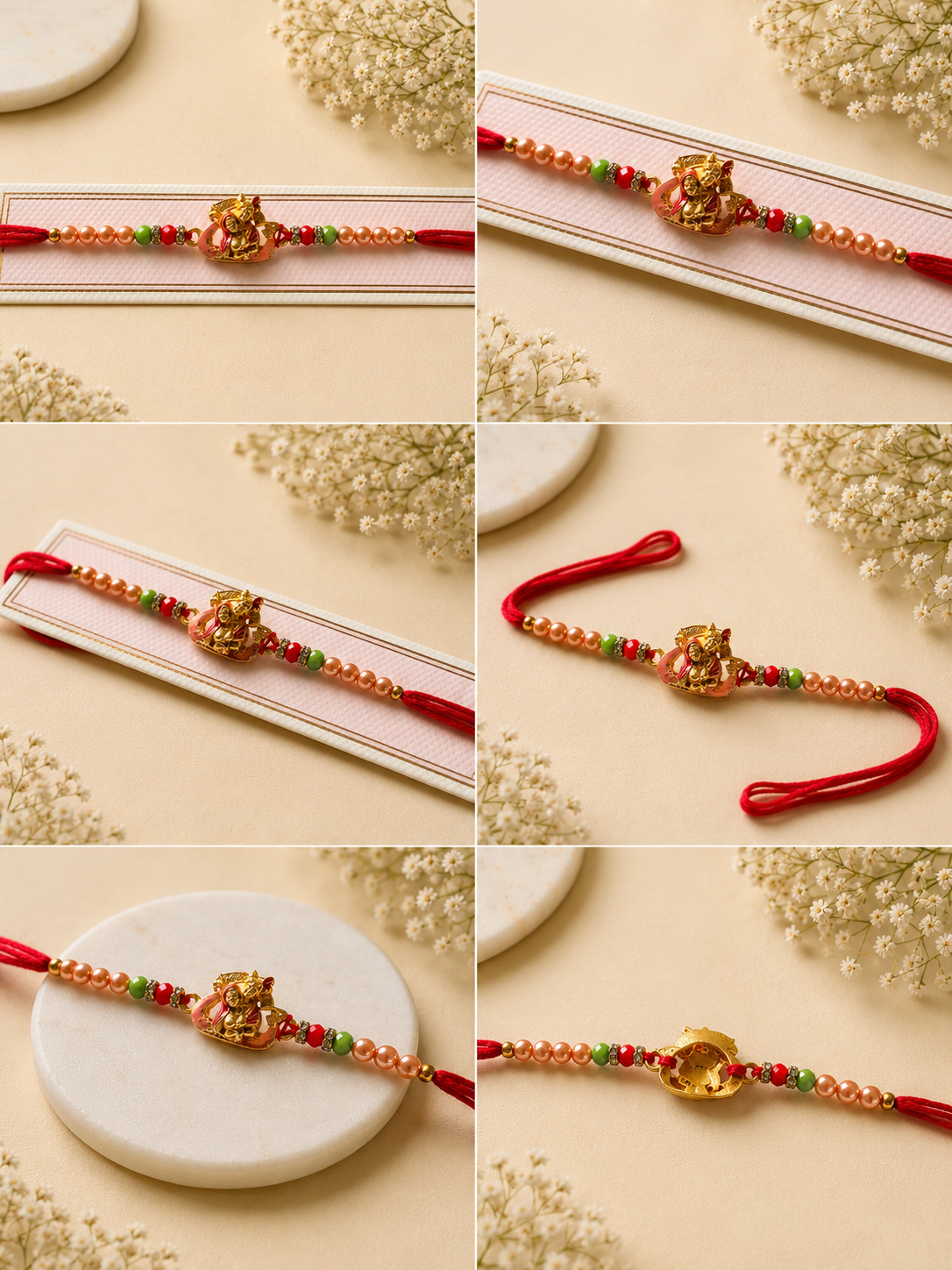 Shri Radha Krishna Divine Rakhi with Pearl & Crystal Beads K44