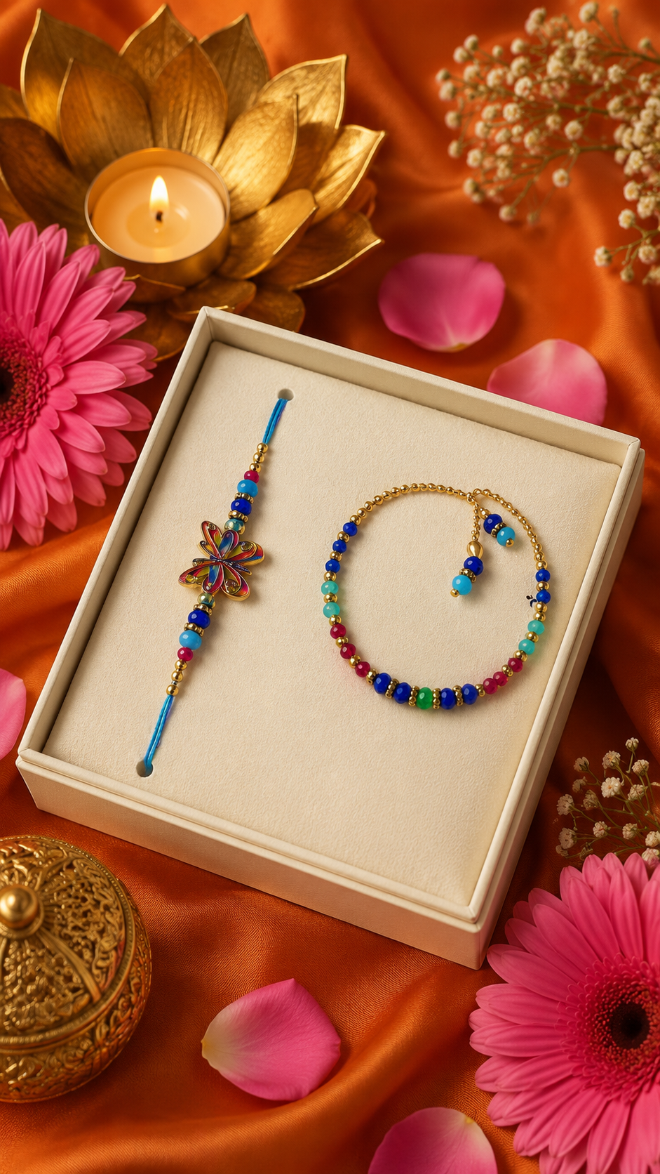 Color Bloom Bhaiya Bhabhi Rakhi Set K19